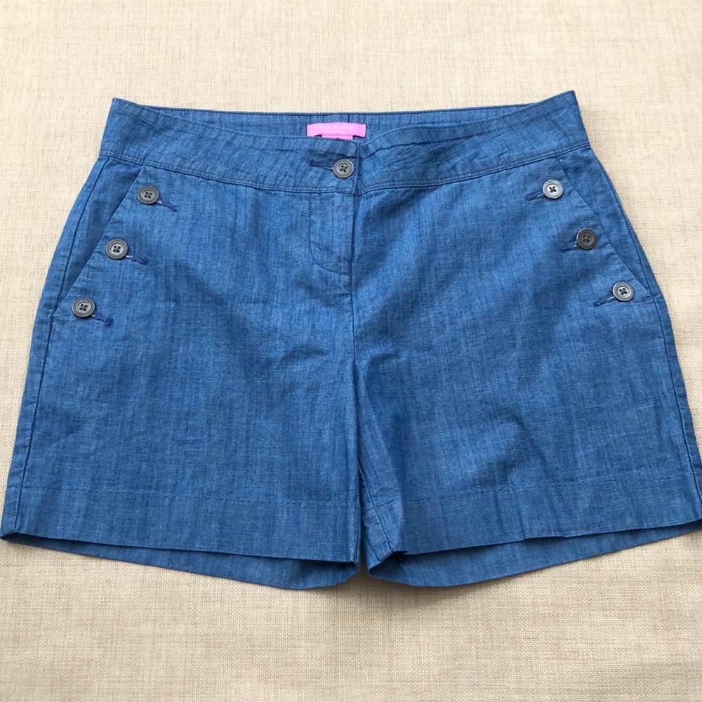 Isaac Mizrahi NY Blue Cotton Chambray 5in Shorts